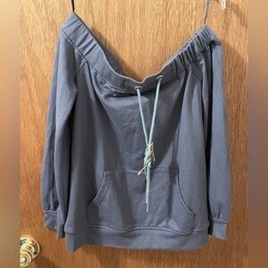 Fashion Nova Gray Hoodie with Green Drawstrings